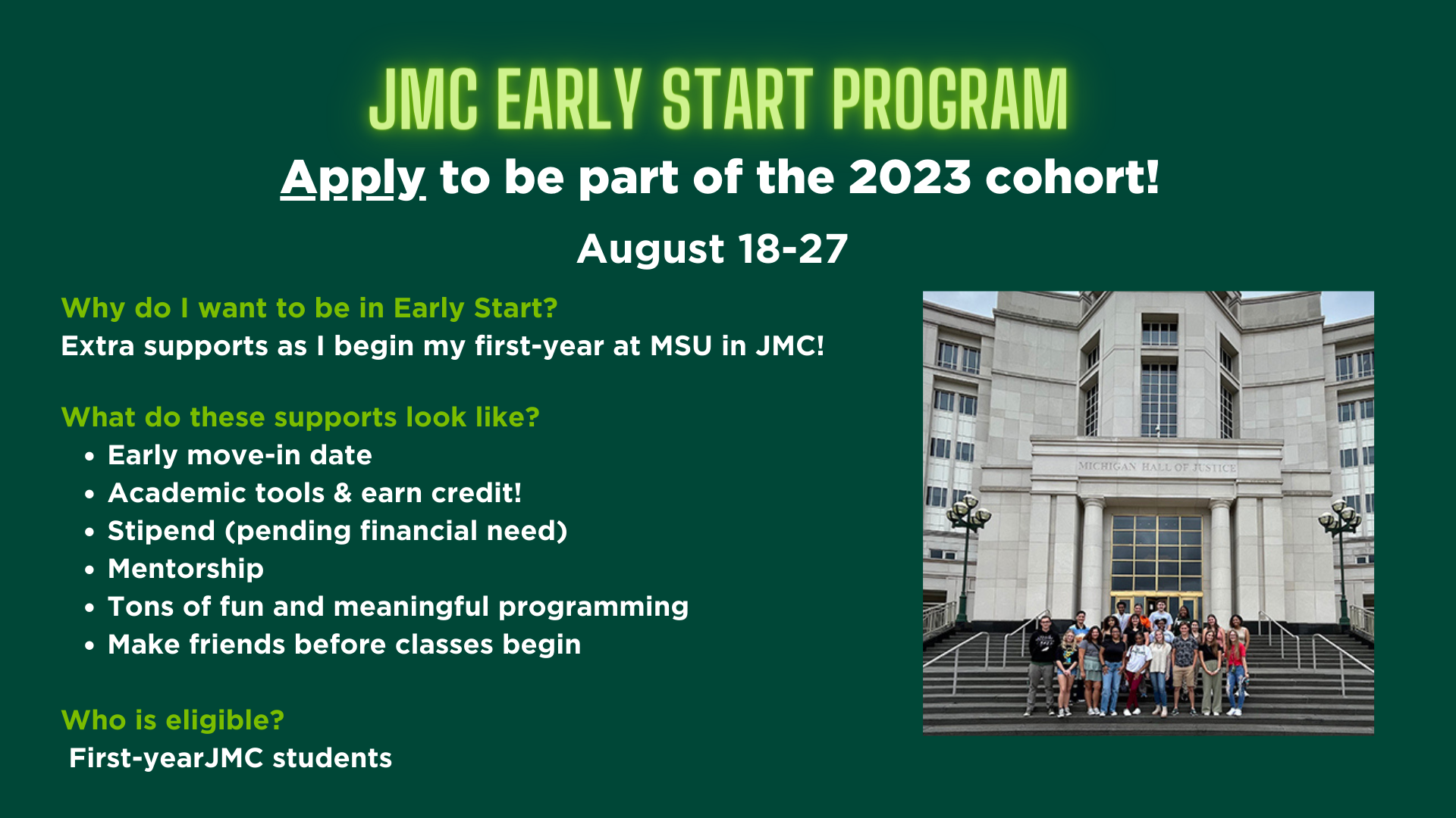 Promotional graphic for Early Start Program